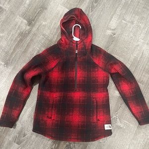 The Northface red and black fleece hoodie - small